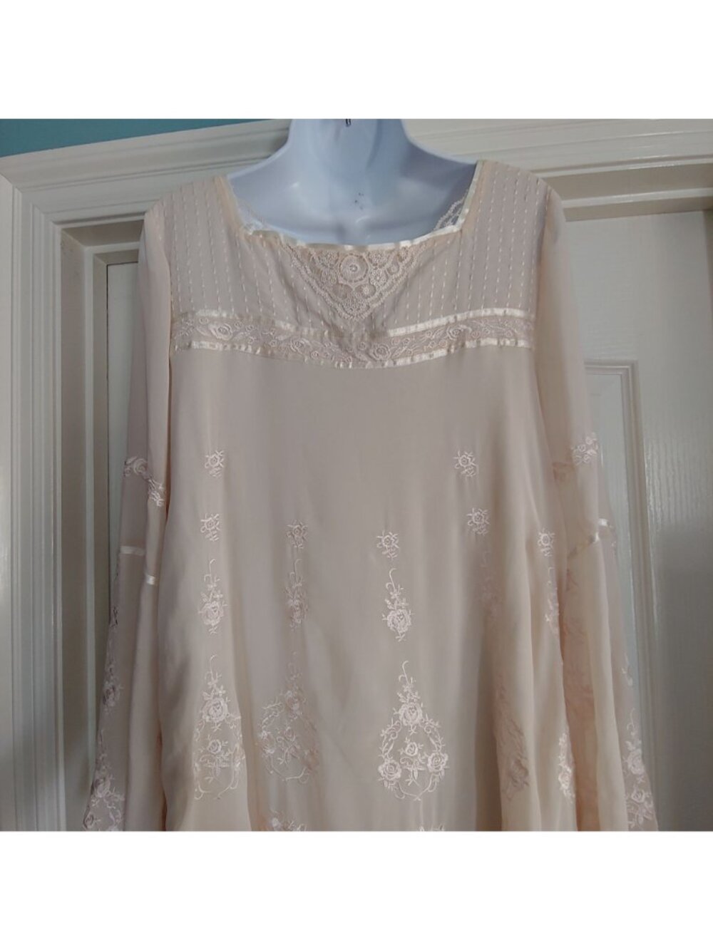 Free People Embroidered Dress Fairycore Festival Romantic Boho Ethereal M - Picture 12 of 15